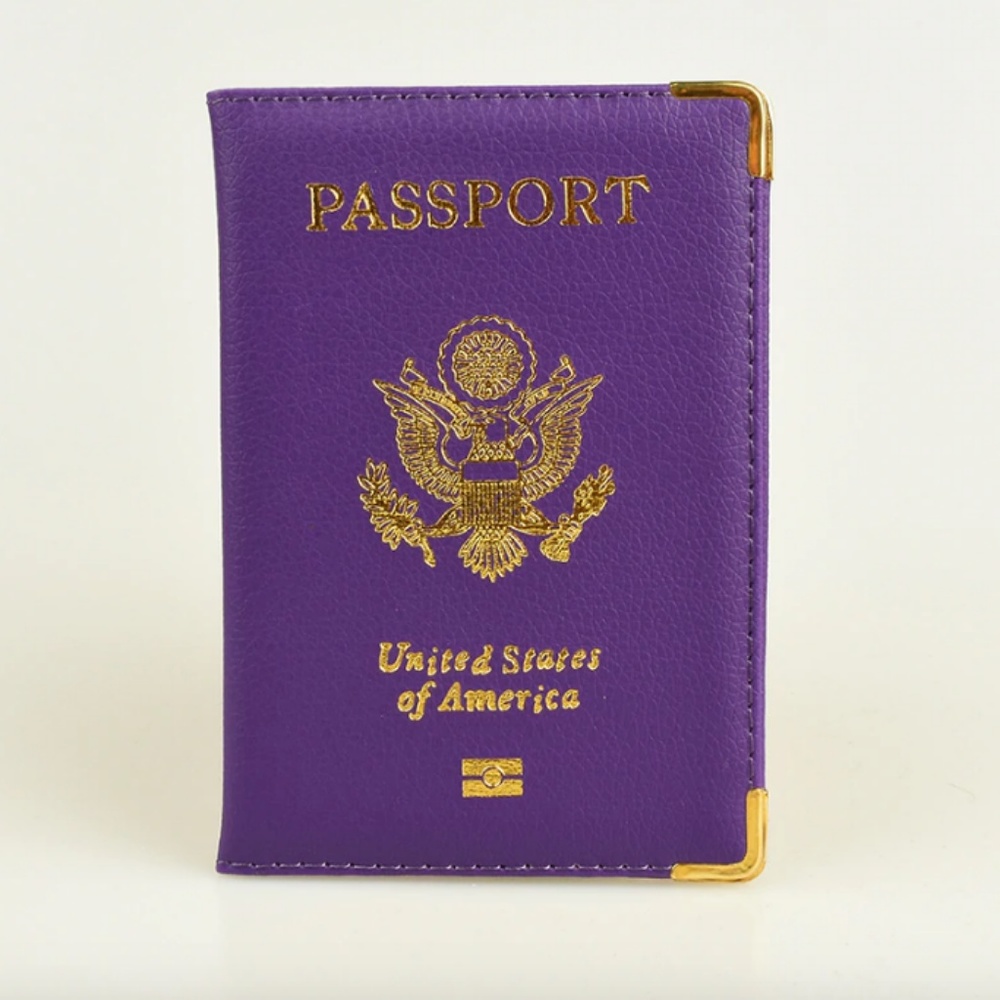 Purple & Gold Faux Leather Passport Holder - Picture 2 of 3